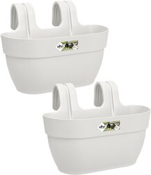 Elho Vibia Campana Easy Hanger M - Balkonbakken met Ophanging - 100% Gerecycled Plastic - Set van 2 
