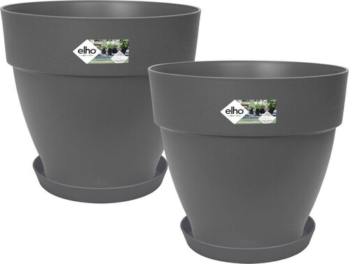 Elho Vibia Campana Rond 30 - Bloempot met Schotel - 100% Gerecycled Plastic - Ø 29.8 x H 25.8 cm - A