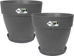 Elho Vibia Campana Rond 30 - Bloempot met Schotel - 100% Gerecycled Plastic - Ø 29.8 x H 25.8 cm - A