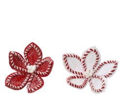 Everlands Bloem op clip polyester fluweel glitter, sequin 2col ass
