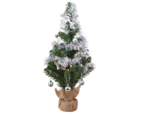 Everlands Diy mini boom silver decoration LED BO binnen dia36cm x H.60cm - afbeelding 1