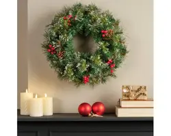 Everlands Ipswich krans snowy binnen dia50cm x H.15cm - afbeelding 3