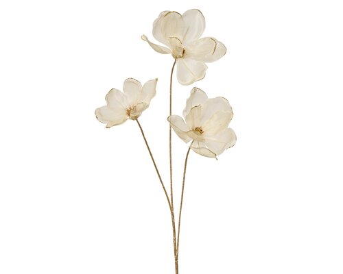 Everlands Magnolia polyester gold glitter 3 flower head spray