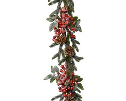Everlands Slinger pinecones, red berries binnen L.176cm x W.15cm x H.9cm