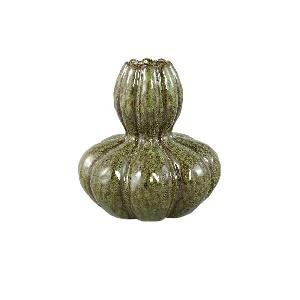 PTMD Fardau Green glazed ceramic pumpkin shaped vase S