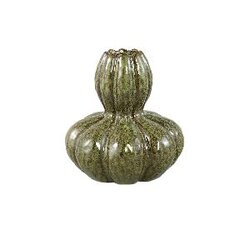 PTMD Fardau Green glazed ceramic pumpkin shaped vase S