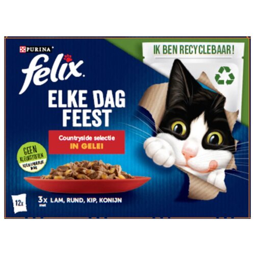 Felix Multibox Elke Dag Feest Countryside Selectie - Kattenvoer - Lam Rund Kip 12x85 g