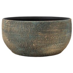 Floran Schaal madeira d28h13cm blauw goud