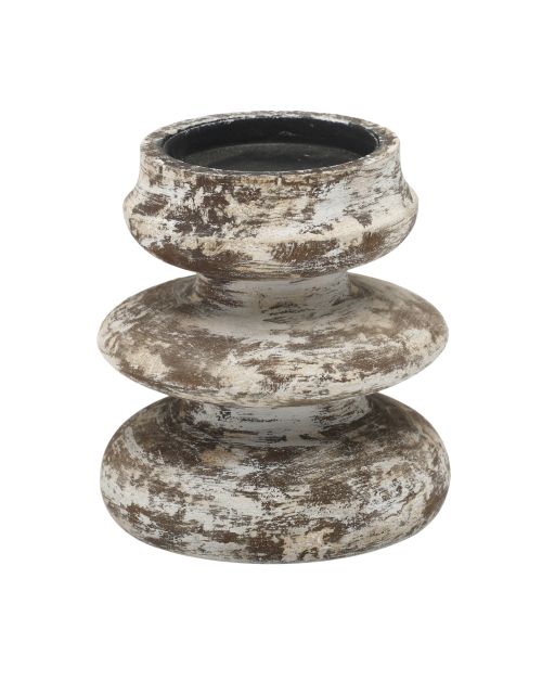 PTMD Gaya Antique mango wood candleholder low