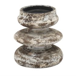 PTMD Gaya Antique mango wood candleholder low