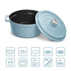 Geëmailleerde gietijzeren braadpan - 3,5 ltr. - lichtblauw