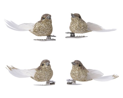 Decoris Vogel foam glitters feathers op clip