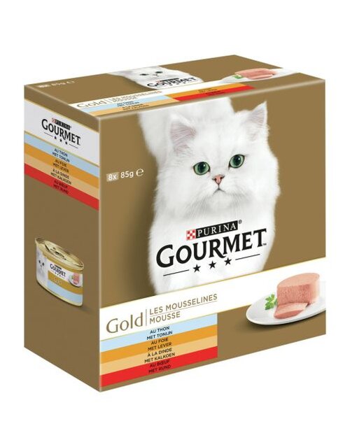 Gourmet Gold mouss lever&kalkoen&rund 8x85g