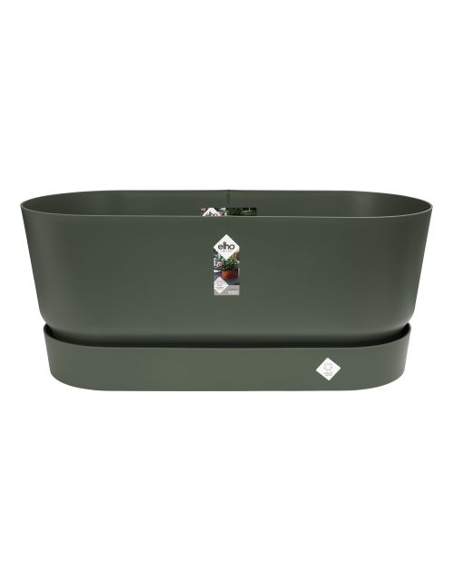 elho Greenville Terrace Trough 80Cm Wheels Blad Groen