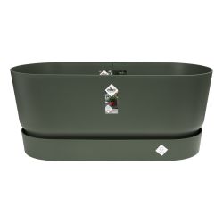 elho Greenville Terrace Trough 80Cm Wheels Blad Groen