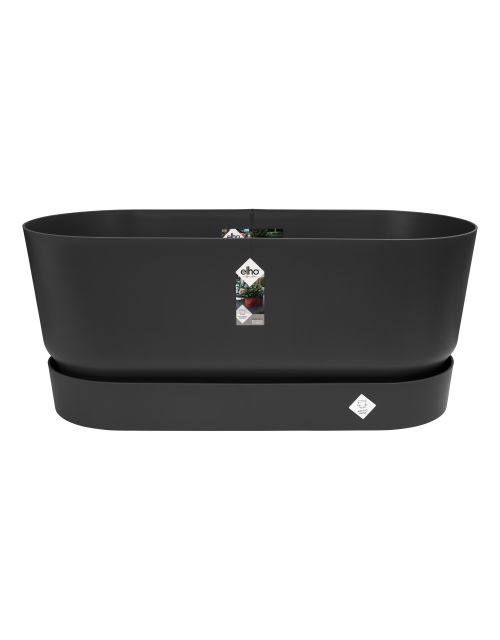 elho Greenville Terrace Trough 80Cm Wheels Living Black