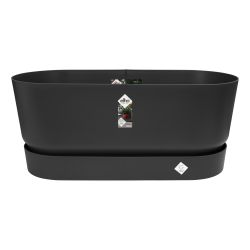 elho Greenville Terrace Trough 80Cm Wheels Living Black