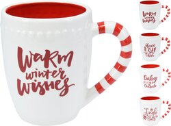 H&S Beker Met Kersttekst 11Cm 4Ass