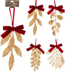H&S BLAD HANGDECO 20CM 4ASS GOUD - afbeelding 1