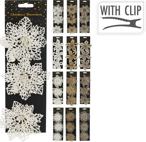 H&S BLOEM OP CLIP GLITTER SET3 WIN - afbeelding 1