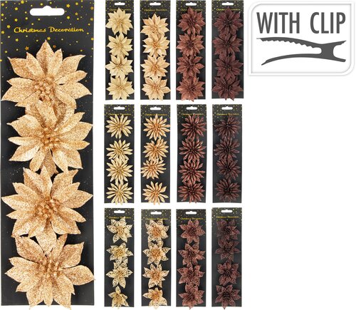 H&S BLOEM OP CLIP GLITTER SET4 12A - afbeelding 1