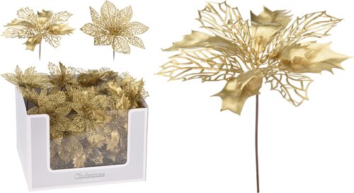 H&S Bloem Steker Pp 21Cm Goud 2Ass