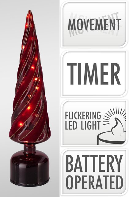 H&S BOOM GLAS TWINKEL 33CM BURGUND - afbeelding 1