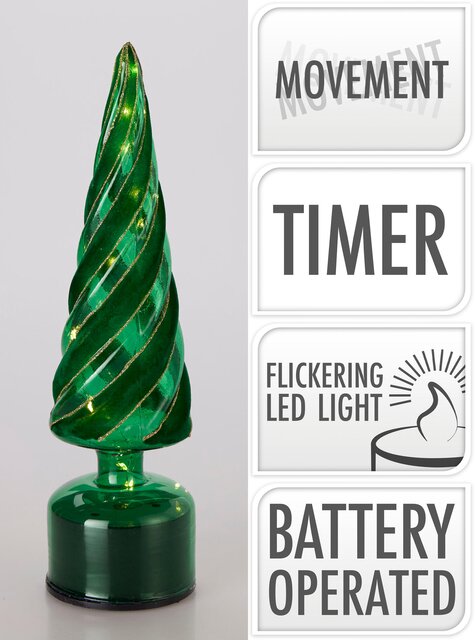 H&S BOOM GLAS TWINKEL 33CM GROEN - afbeelding 1
