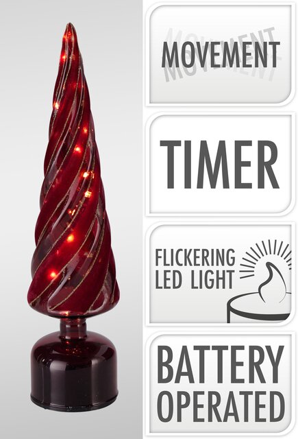 H&S BOOM GLAS TWINKEL LED 39CM BUR - afbeelding 1