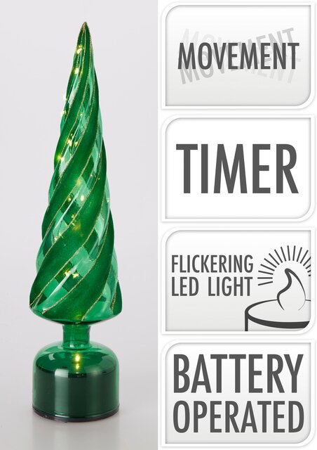 H&S BOOM GLAS TWINKEL LED 39CM GRO - afbeelding 1