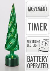 H&S BOOM GLAS TWINKEL LED 39CM GRO - afbeelding 1