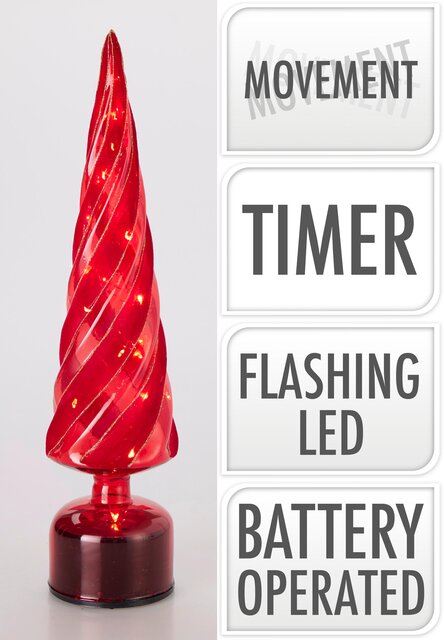 H&S BOOM GLAS TWINKEL LED 39CM RD - afbeelding 1