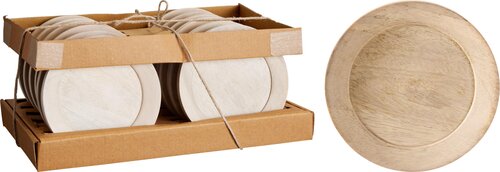 H&S BORD 12CM ACACIA HOUT WIT - afbeelding 1