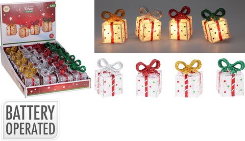 H&S CADEAU MET GLITTER EN LED 75MM - afbeelding 1
