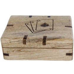 H&S Doosje Mangohout voor speelkaarten 12x9x4cm