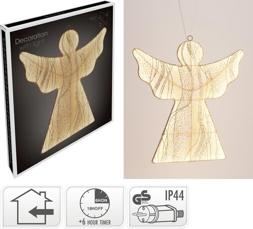 H&S ENGEL 48CM MET LED HANGDECO - afbeelding 1