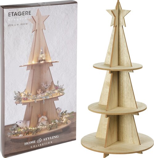 H&S Etagere Kerstboom Hout 29X60Cm