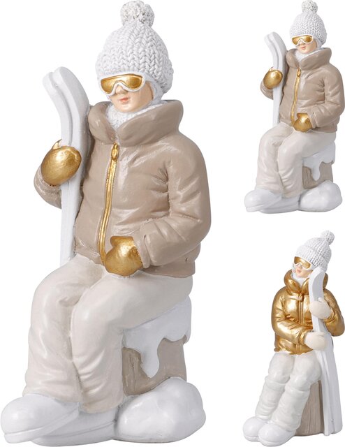 H&S FIGUUR MET SKIS 9X7X15CM 2ASS - afbeelding 1
