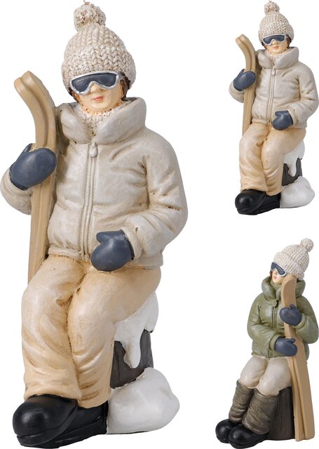 H&S FIGUUR MET SKIS 9X7X15CM 2ASS - afbeelding 1