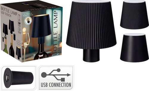 H&S Flessen Lamp 10X8Cm Zwart 2Ass