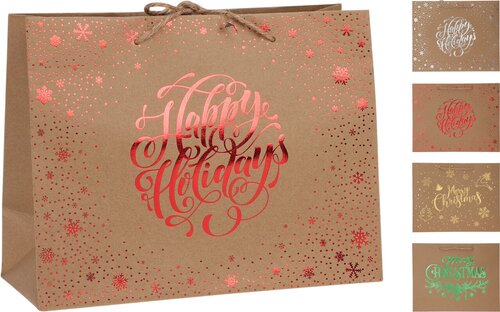 H&S Geschenktas Kerst Medium 4Ass