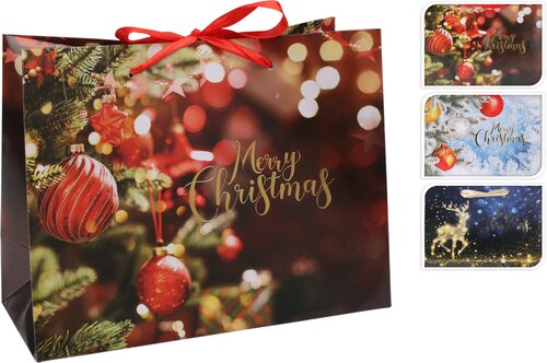 H&S Geschenktas Kerst Small 3Ass
