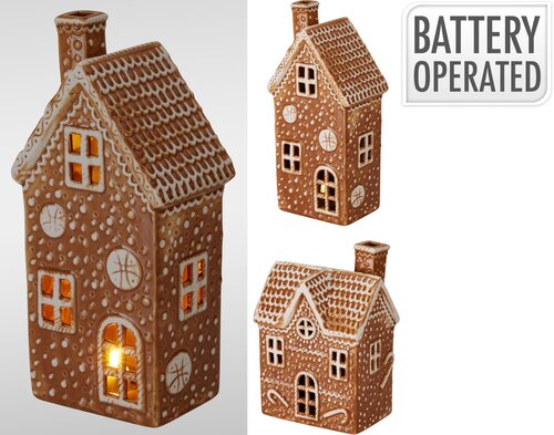 H&S GINGERBREAD HUIS LED 19CM 2ASS - afbeelding 1