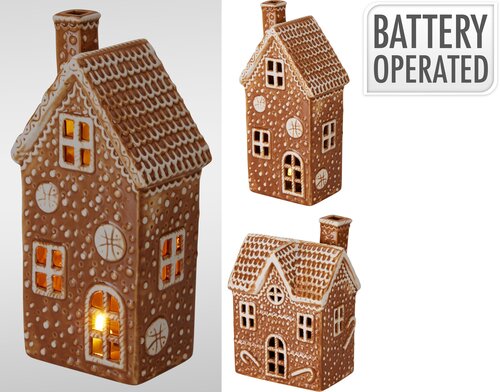 H&S GINGERBREAD HUIS LED 20CM 2ASS - afbeelding 1