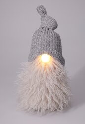 H&S GNOME GRIJS MET LED NEUS 28CM - afbeelding 3