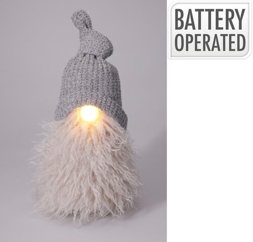 H&S GNOME GRIJS MET LED NEUS 28CM - afbeelding 1