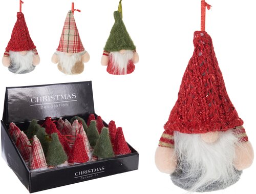 H&S GNOME HANGDECO 12CM 3ASS - afbeelding 1