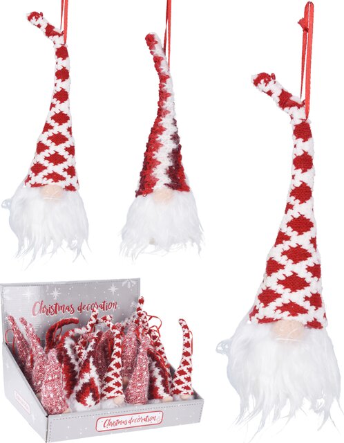 H&S Gnome Hangdeco 20Cm 3Ass Rood