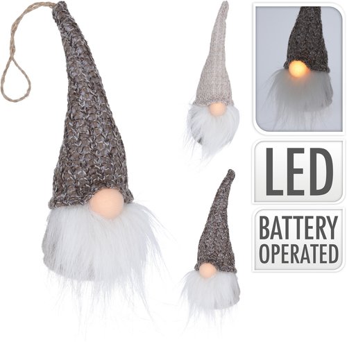 H&S Gnome Met Led Neus Pluche 19Cm