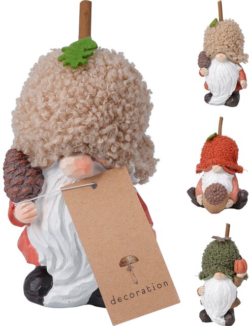 H&S GNOME MET MUTS 9X8X11CM 3ASS - afbeelding 1
